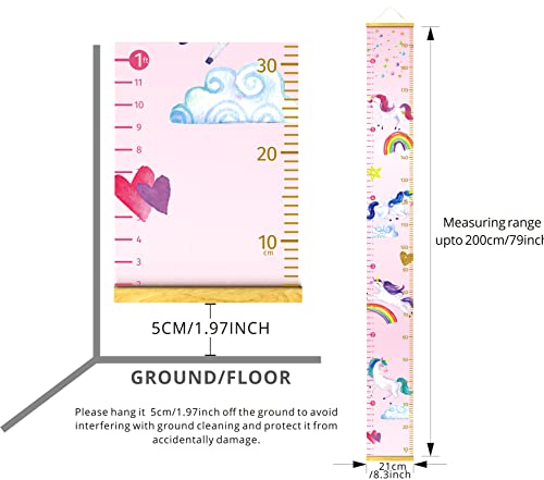 HomeEvolution unicorn wall decor growth chart displayed in a child’s room.