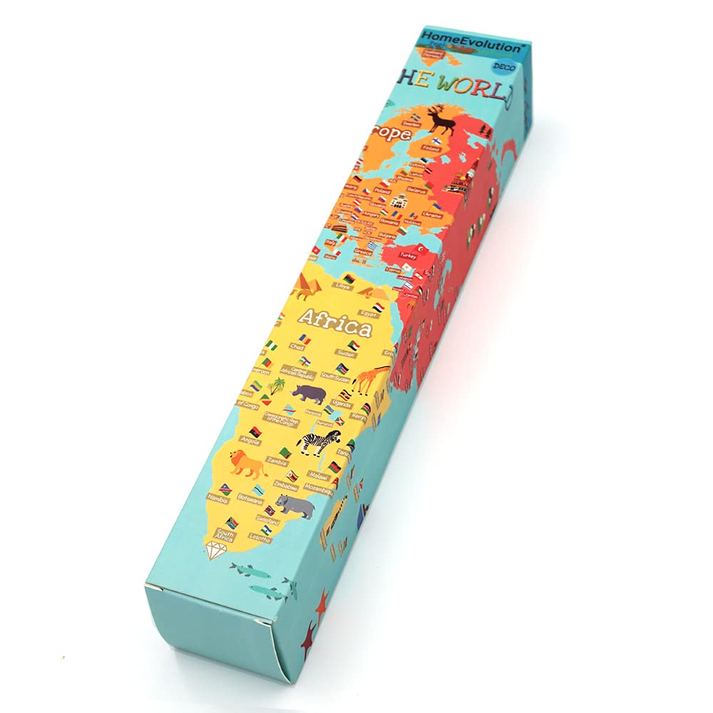 HomeEvolution world map decals oceans and continents aid immersive geography study.