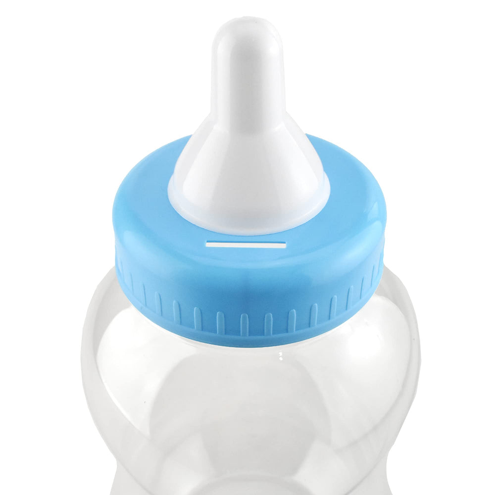 Homeford jumbo milk bottle coin bank side view, decorative party accent.