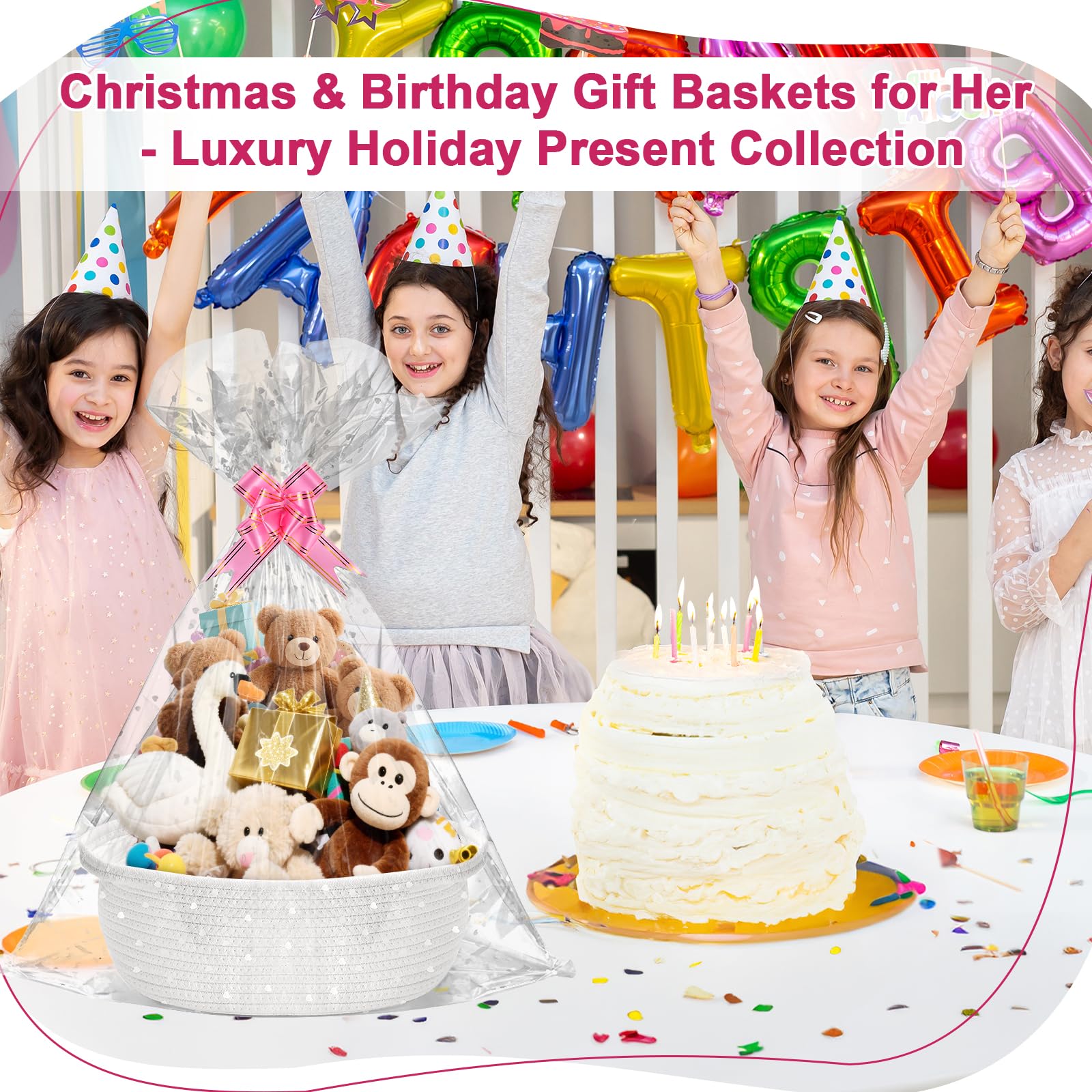 HomeGuSu baby gift basket gift bag ribbon ready for instant gifting.