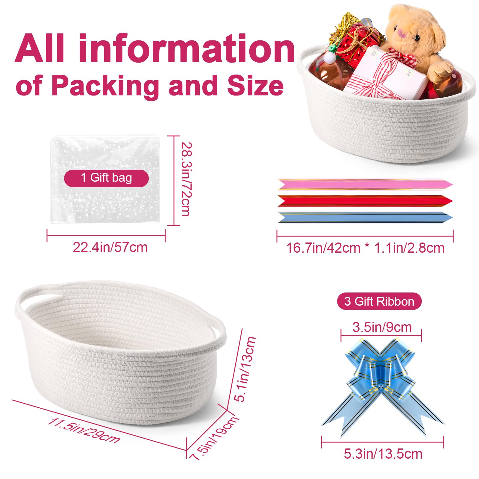 HomeGuSu baby gift basket handle weave detail highlights durability for easy transport.