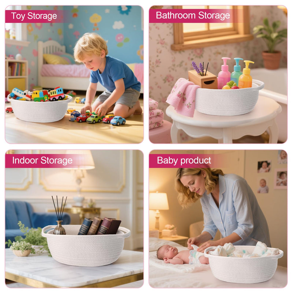 HomeGuSu baby gift basket in nursery demonstrates space-saving organization.