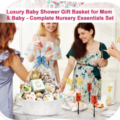 HomeGuSu baby gift basket white exterior fits any nursery decor.