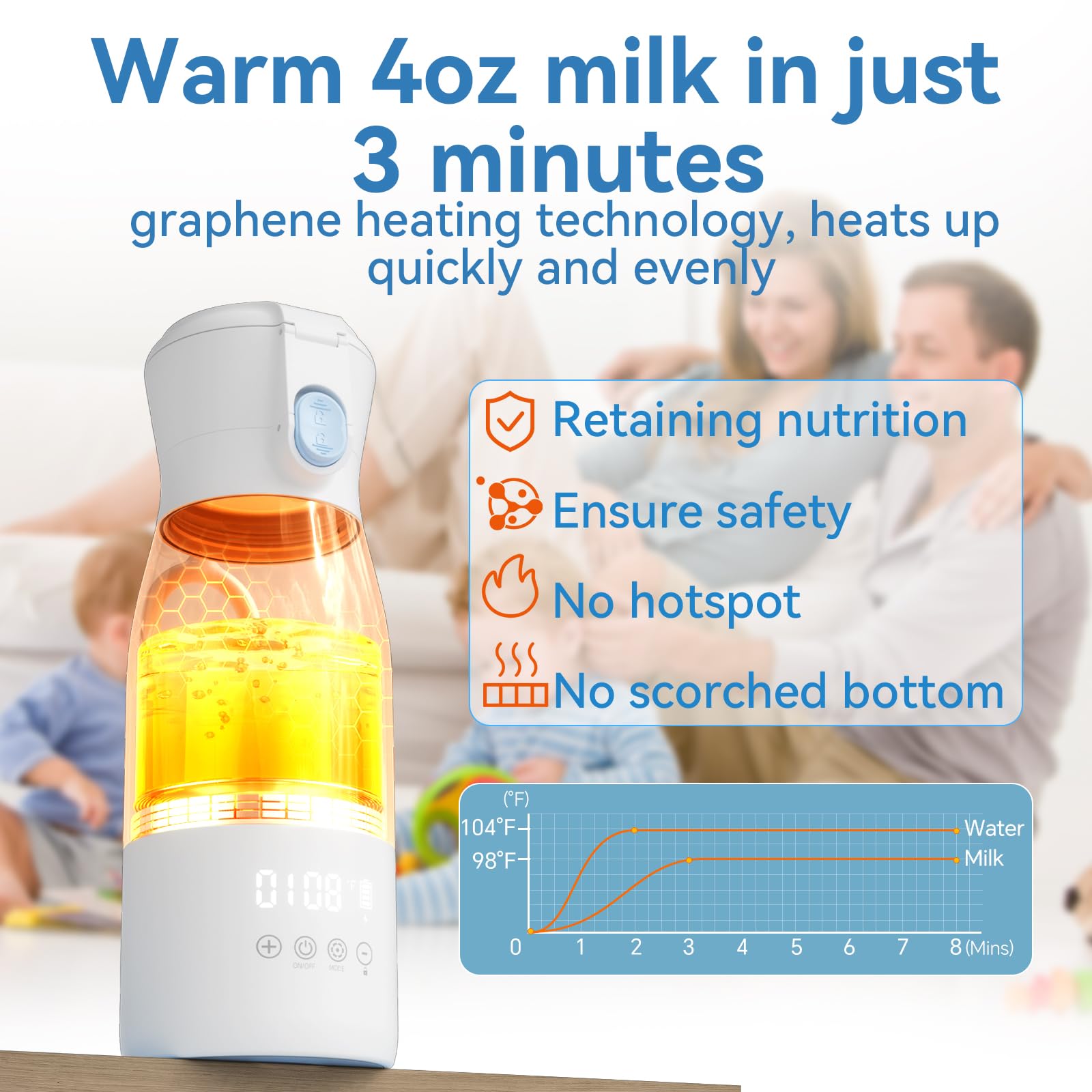 HOMEHELP warmer side view showing built in formula storage for travel