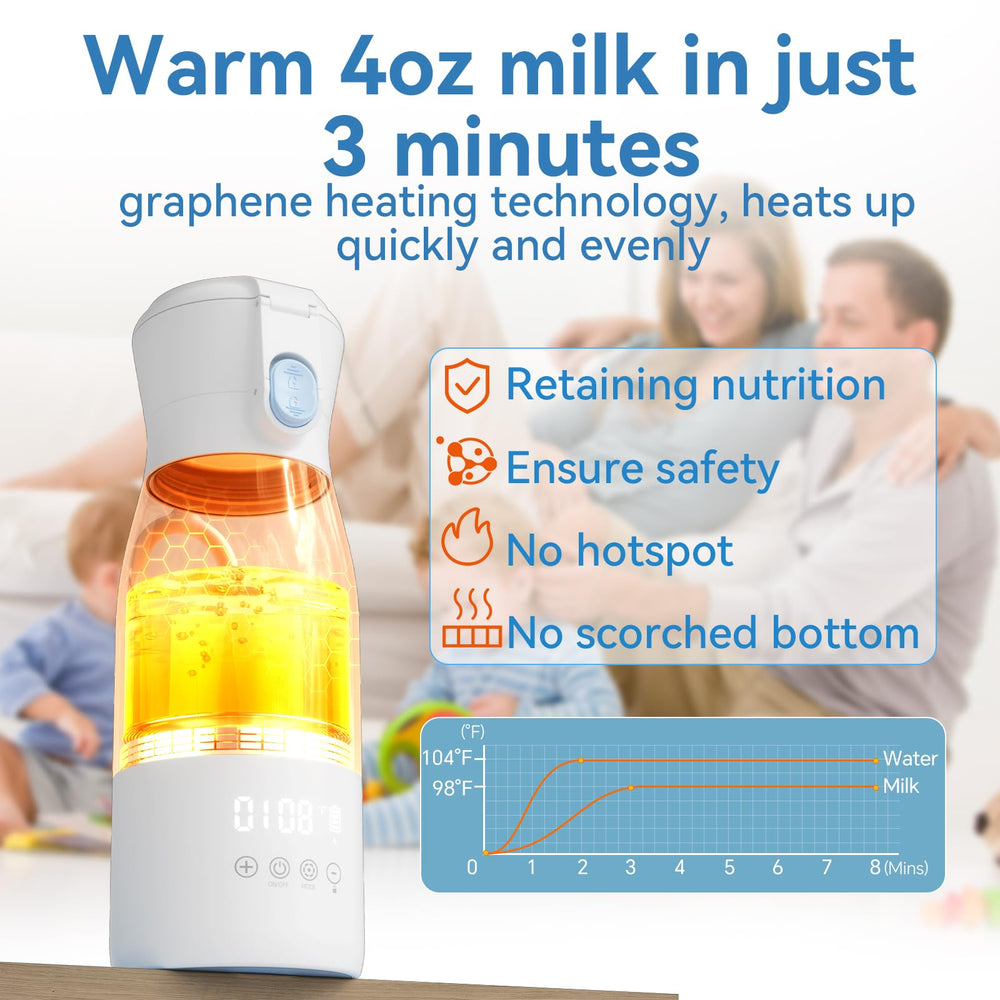 HOMEHELP warmer side view showing built in formula storage for travel