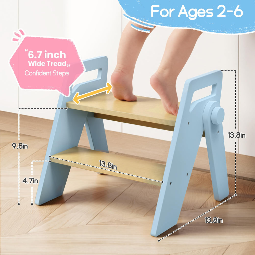 HOMEKOL toddler step stool folded compact for space-saving storage