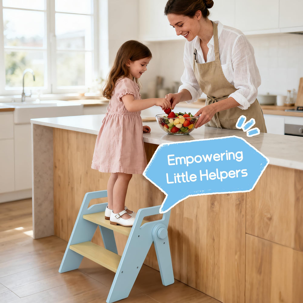 HOMEKOL stool in-use at sink for easy reach