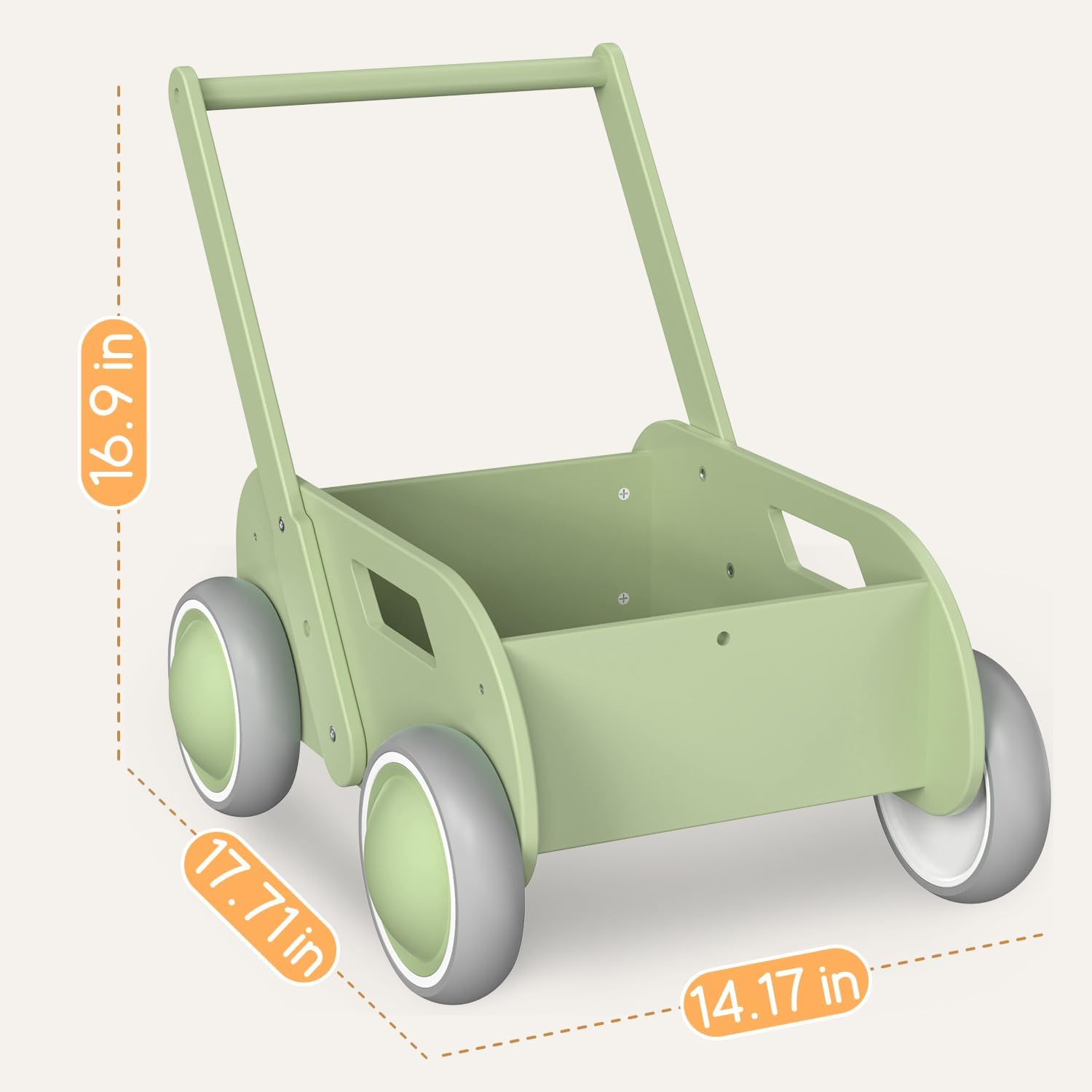 HOMEKOL wooden baby walker adjustable handlebar demonstrates customizable support for balance and posture