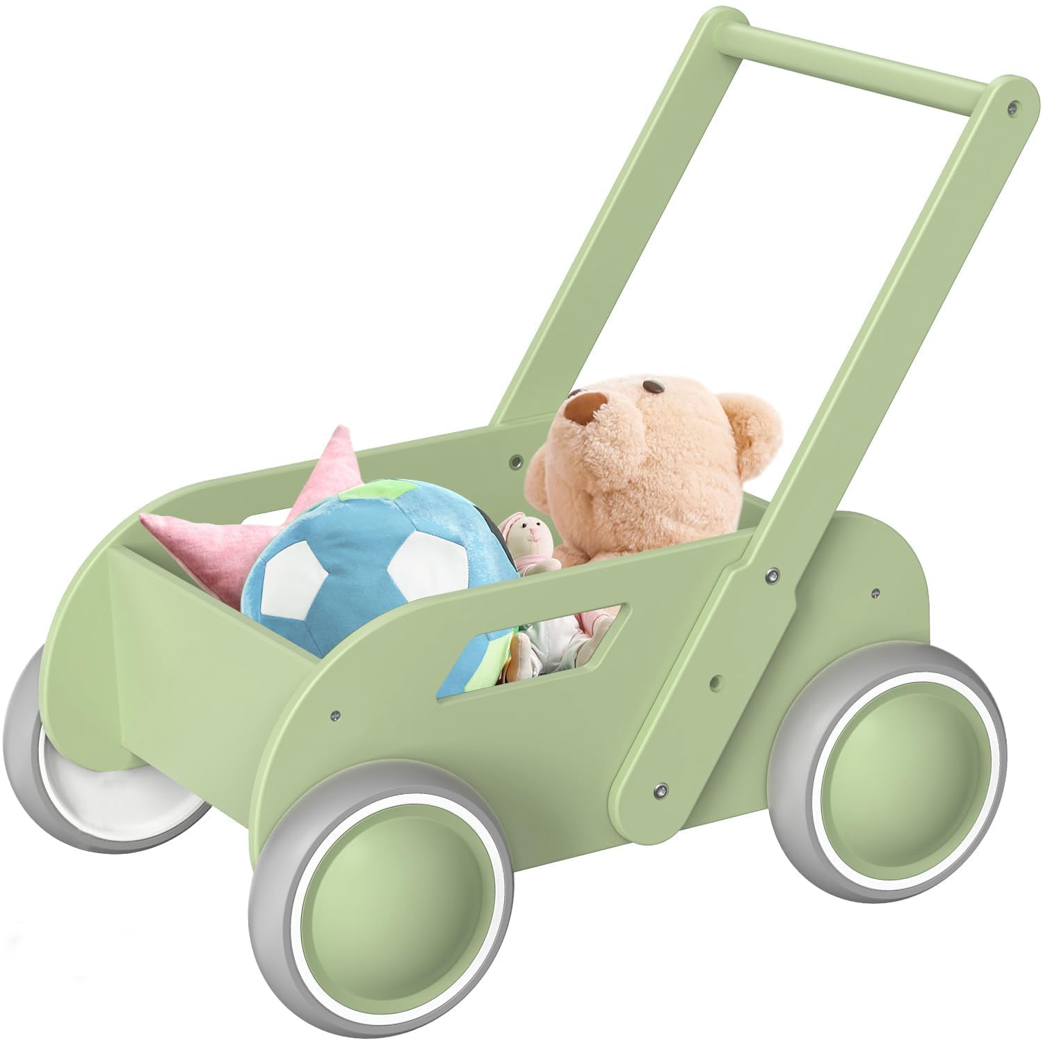 HOMEKOL wooden baby walker front view shows sturdy build for confident first steps