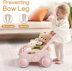 HOMEKOL wooden baby walker handle close-up highlighting gripping area for steps