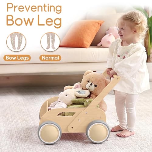 HOMEKOL wooden baby walker handlebar with adjustable grip for growth.