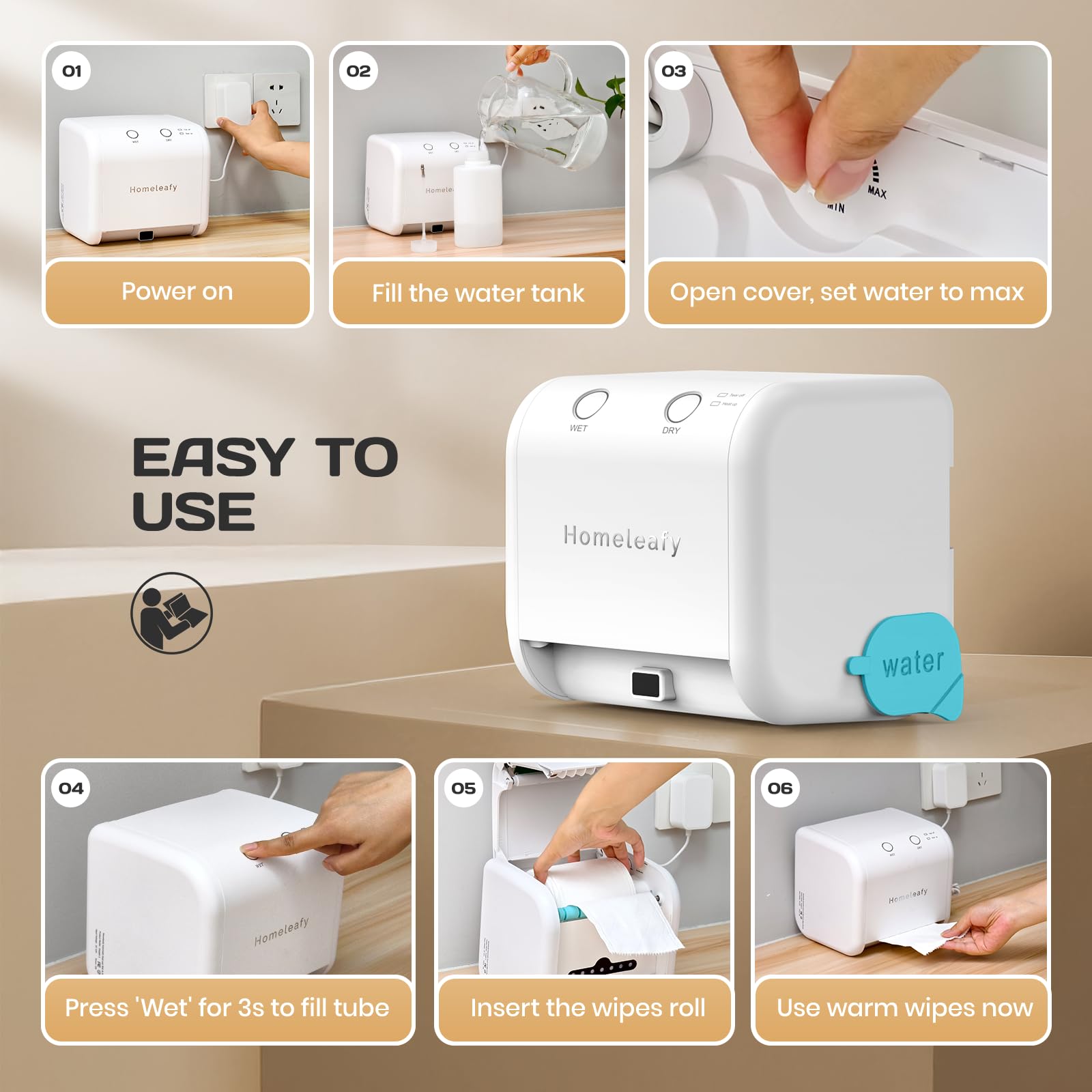 Homeleafy clean-white-design blends with any decor while keeping wipes ready.
