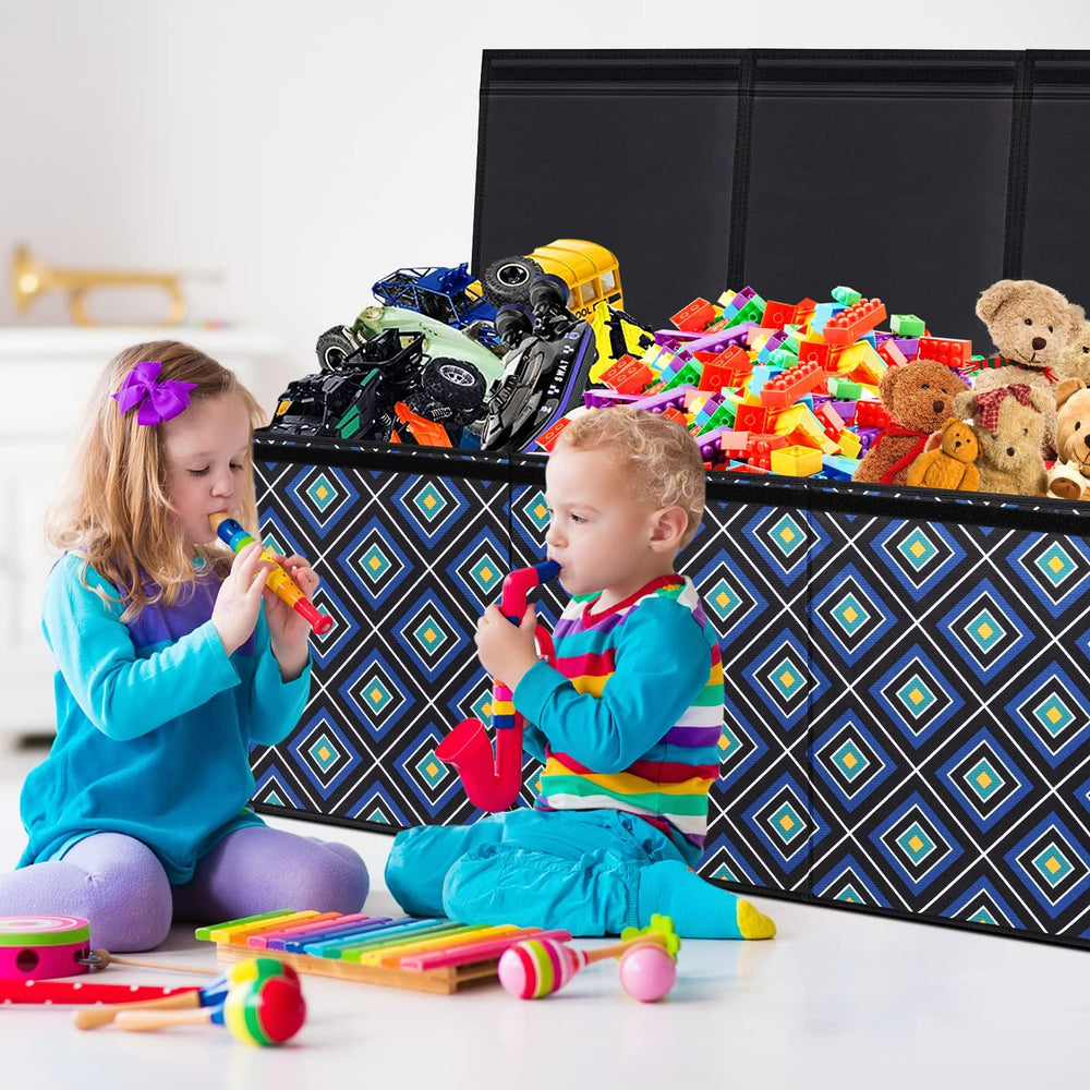 HOMEMARVEL large toy chest with multi compartments for organized clutter by category.