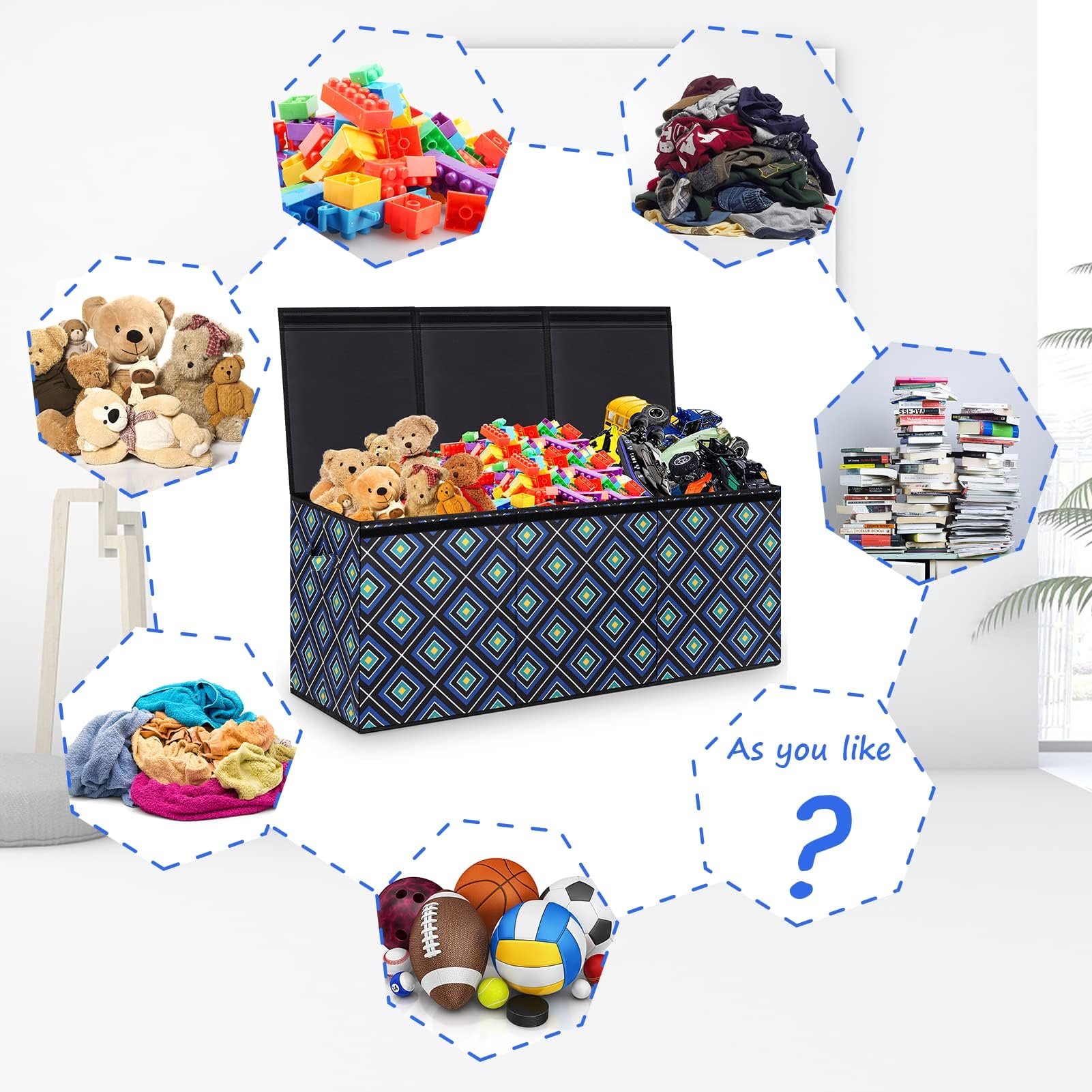 HOMEMARVEL large toy chest in nursery or playroom setup for versatile storage.