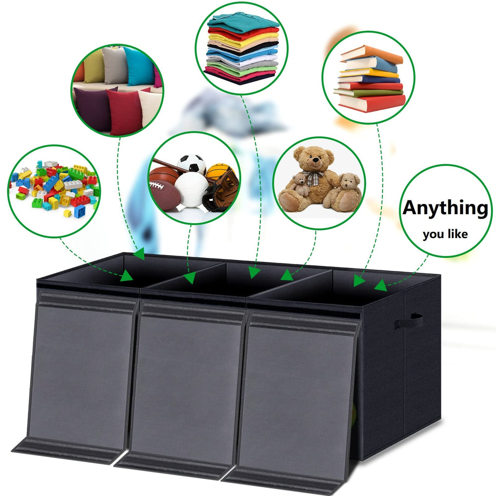 HOMEMARVEL toy chest durable handles and Velcro ensure secure transport.