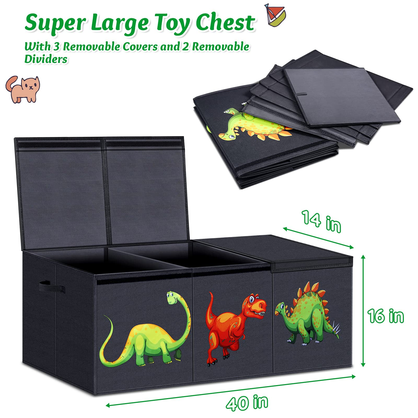 HOMEMARVEL toy chest foldable design saves space when not in use.