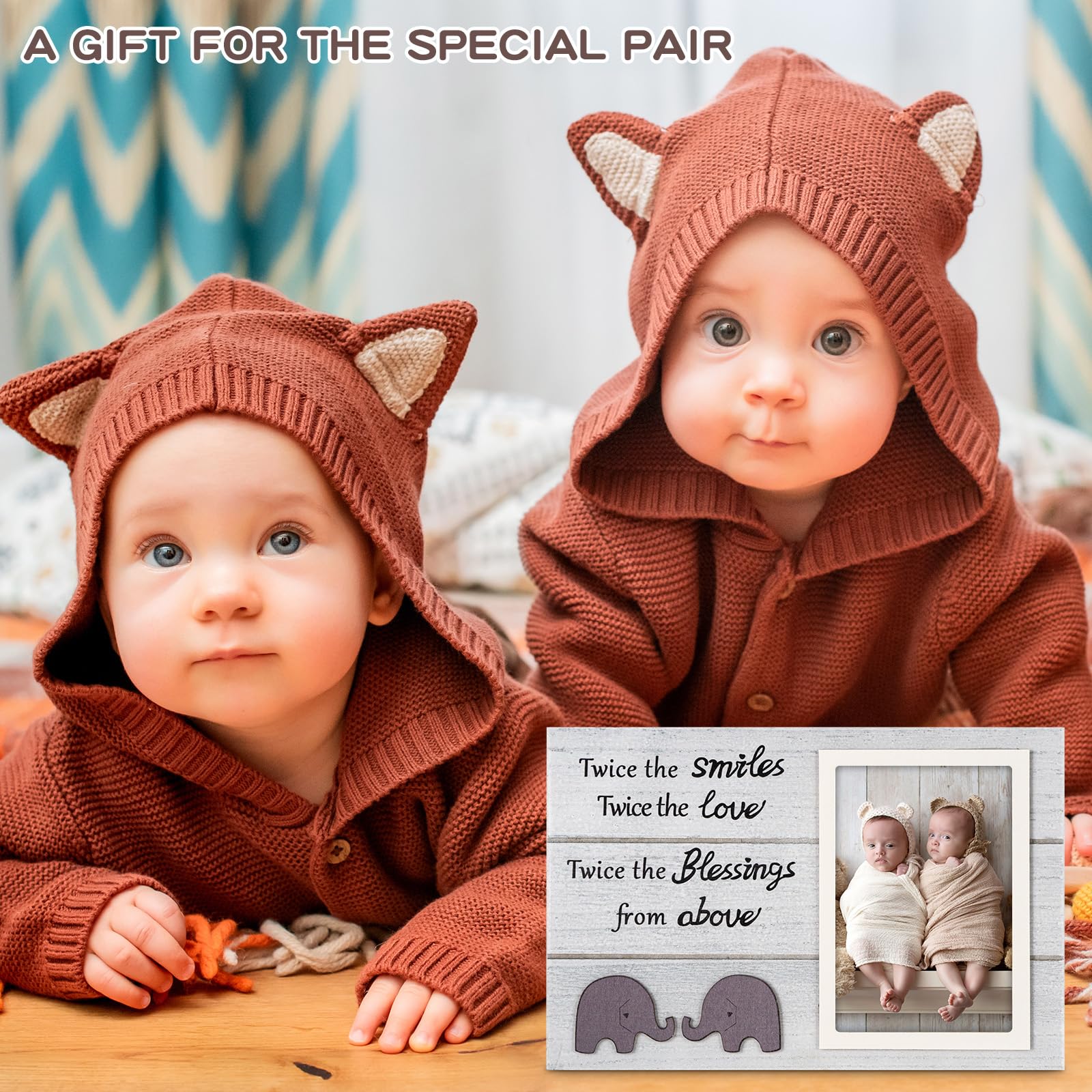 Homeny twins frame designed for table or wall display of precious memories