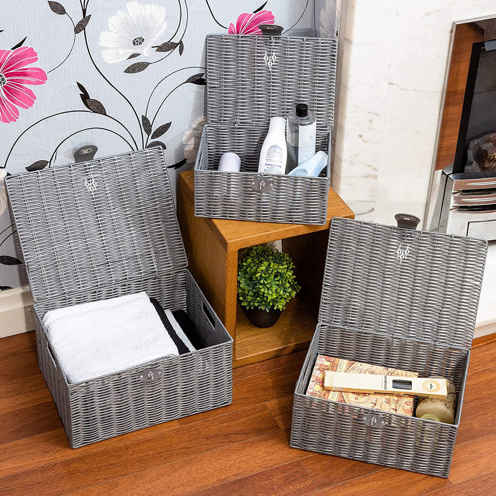 Homepeaz nursery-organization basket in soft grey coordinates with decor