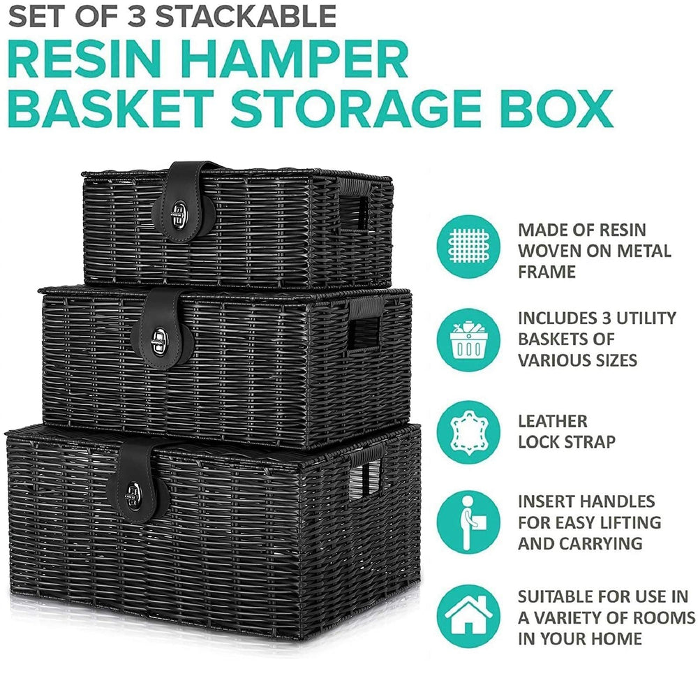 Homepeaz basket with lid and lock shown up close for secure storage