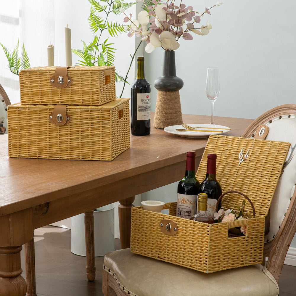 Homepeaz decorative hand-woven basket in living room setting