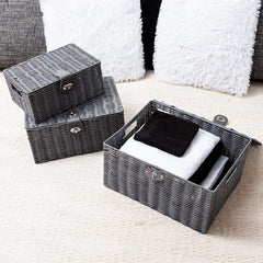 Homepeaz medium lidded basket provides compact nursery organization