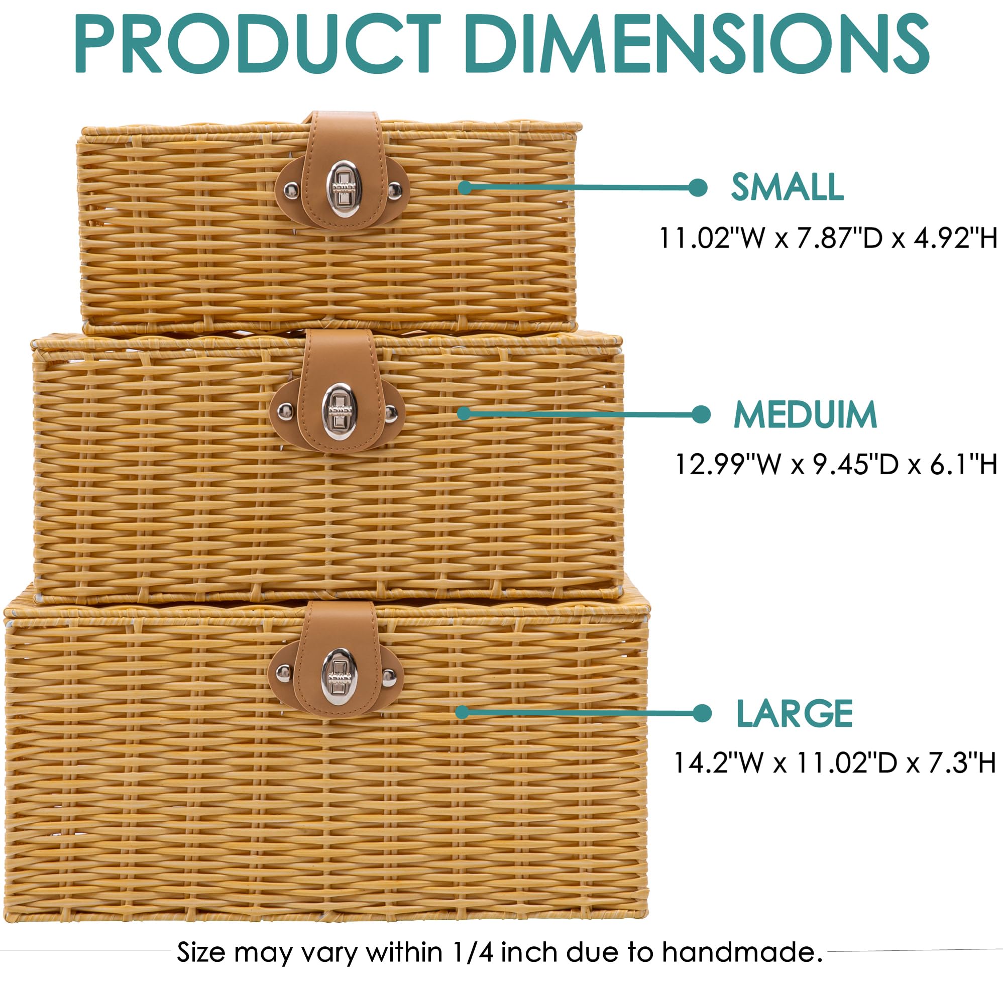 Homepeaz nesting handles on beige baskets for easy carrying