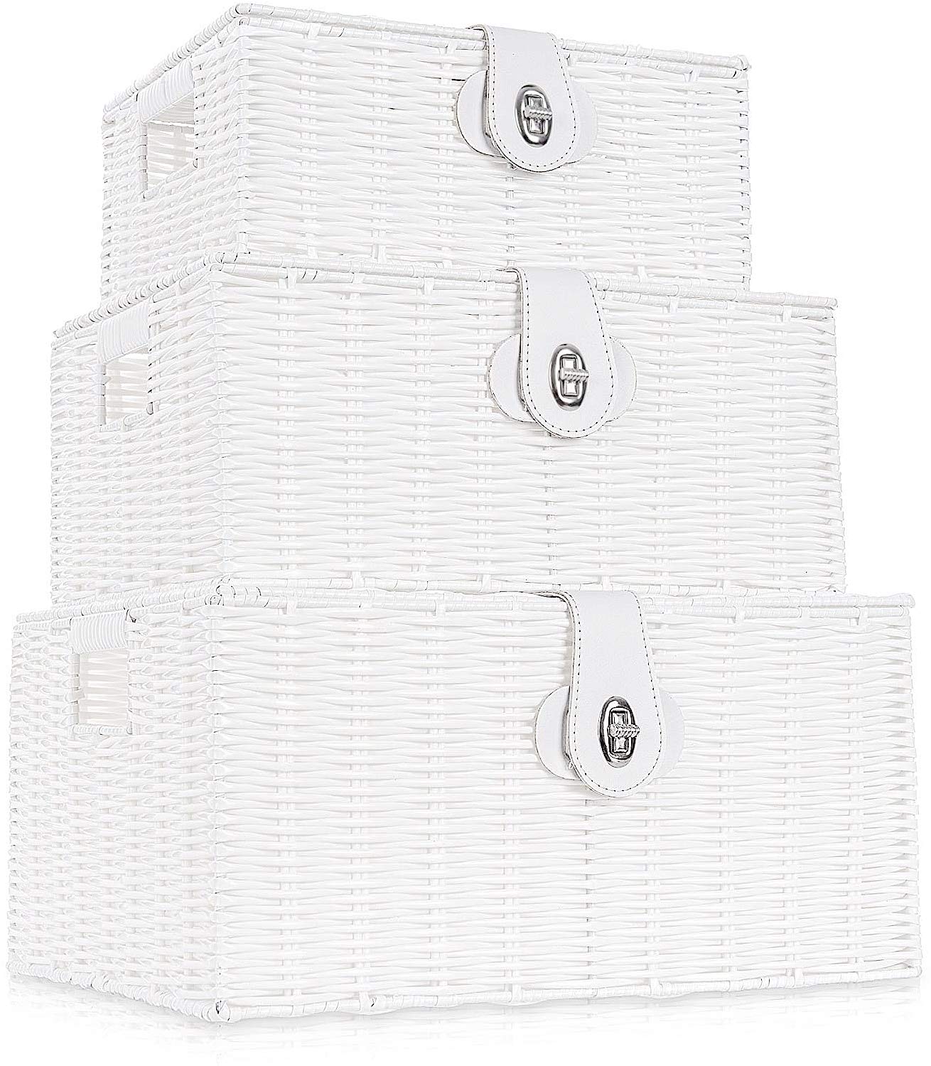 Homepeaz woven storage basket large with lid for toy and book organization