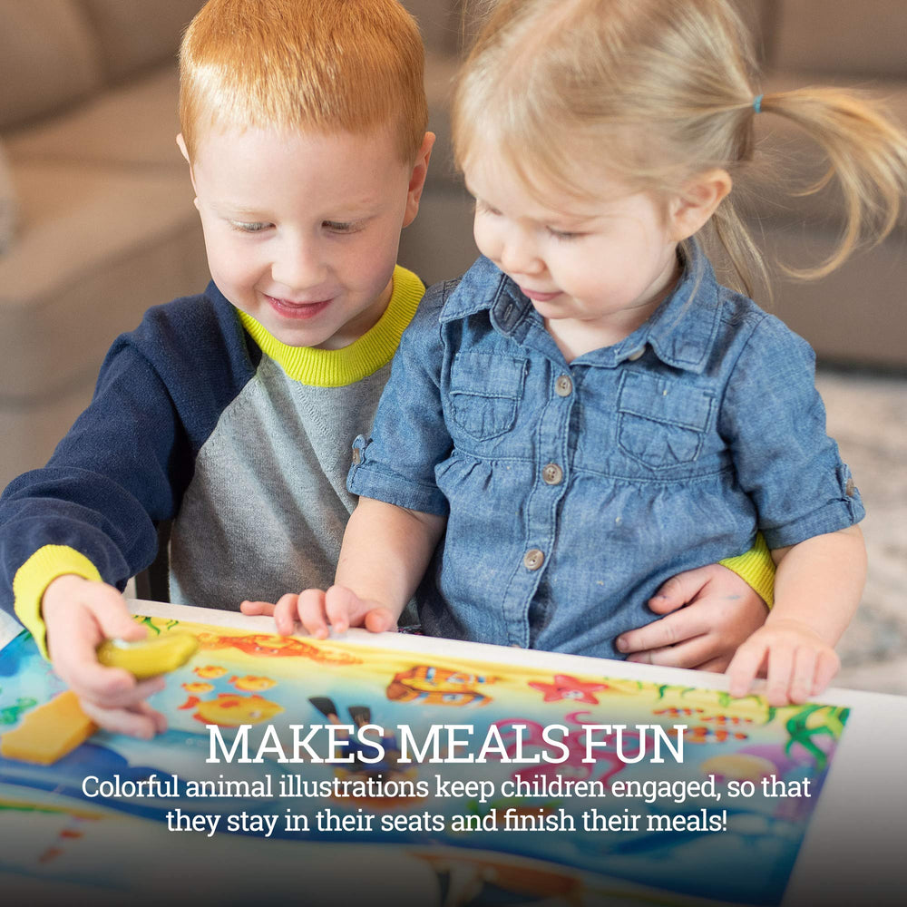HomeWorthy 12x18 disposable placemats protect stone or wood tables during kid meals.
