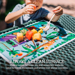 HomeWorthy baby placemats with adhesive strips secure placement on tables for mess-free meals.