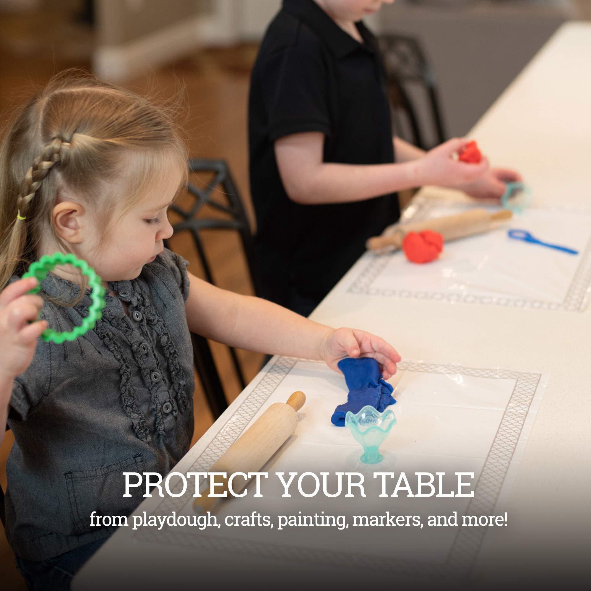 Close-up of sticky strips on HomeWorthy placemats securing placement