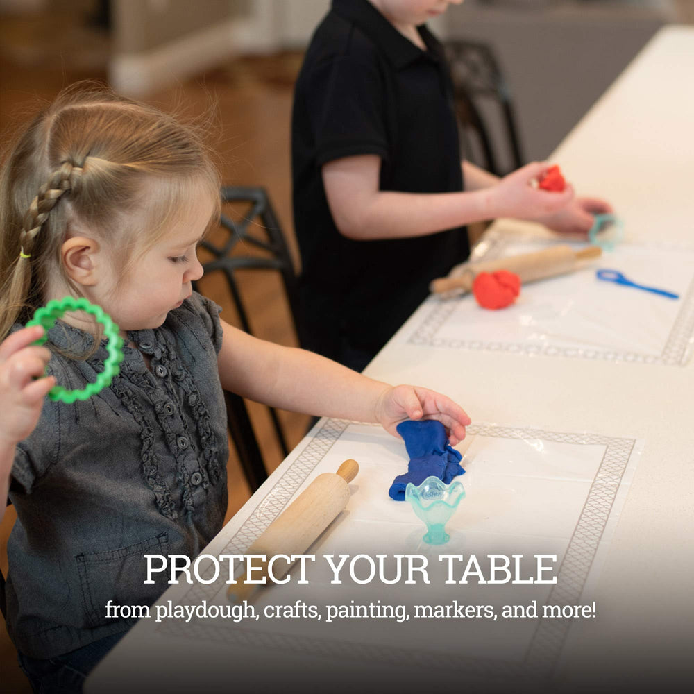 Close-up of sticky strips on HomeWorthy placemats securing placement