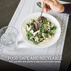 Single-use HomeWorthy placemats allow easy cleanup after meals