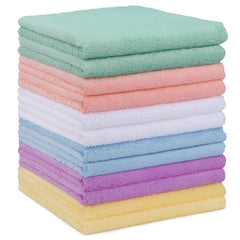 HOMEXCEL baby washcloths in coral fleece offer ultra-soft texture for gentle skin cleansing.