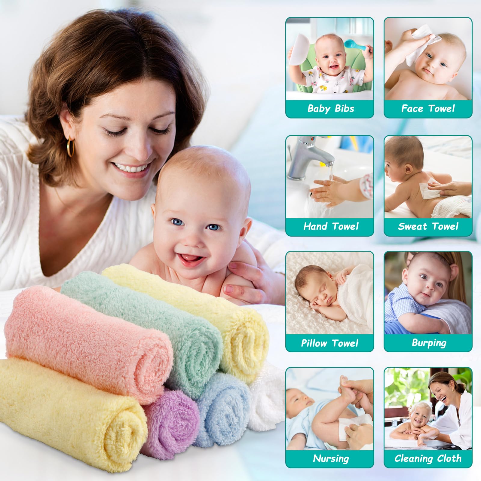 HOMEXCEL washcloths highlight long-lasting fabric that stays soft after washing.