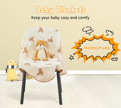 HomeyHues machine-washable blanket label demonstrates easy care.