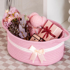 HomeyPine baby toy basket portable with handles for playroom organization