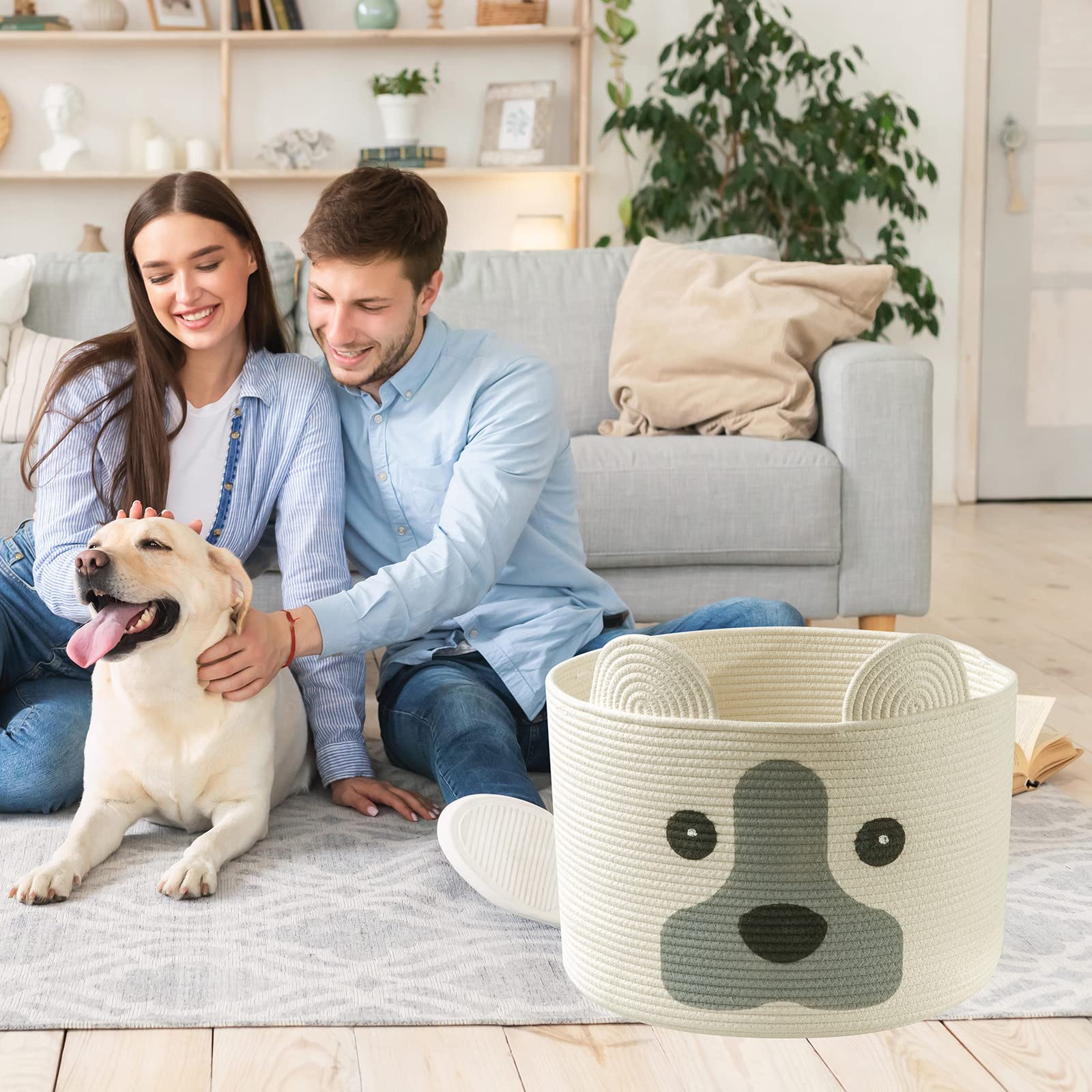 HomeyPine dog basket in kids' room used for toys and towels