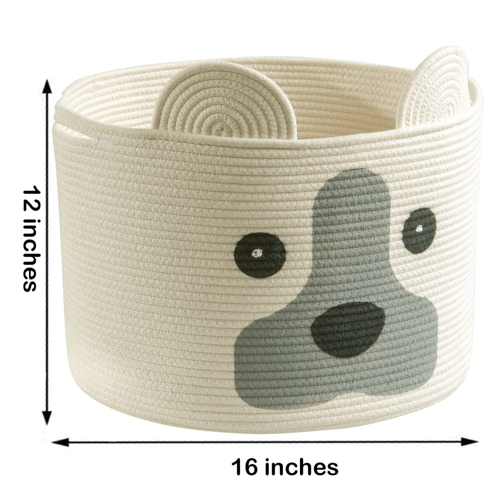 HomeyPine dog-shaped basket closeup cotton rope texture and soft finish
