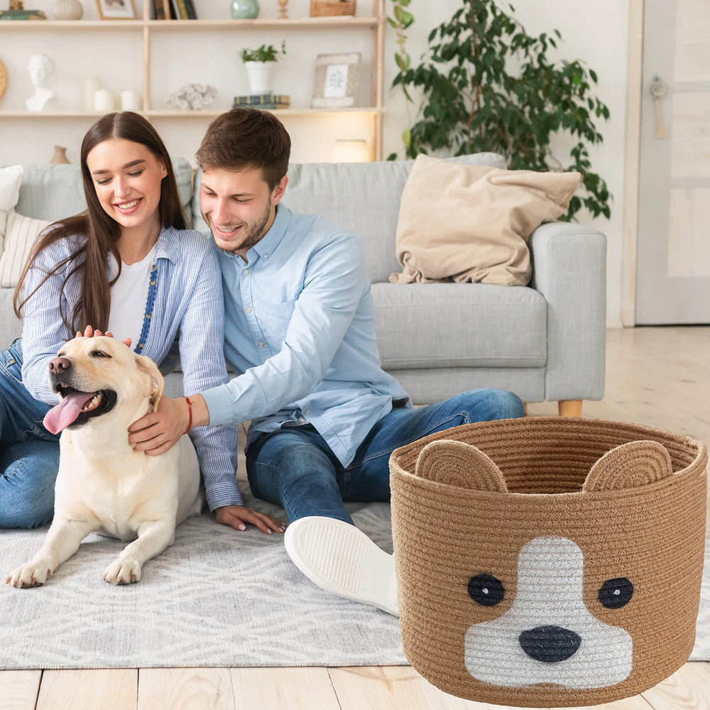 HomeyPine dog-shaped basket used as nursery decor and organization solution