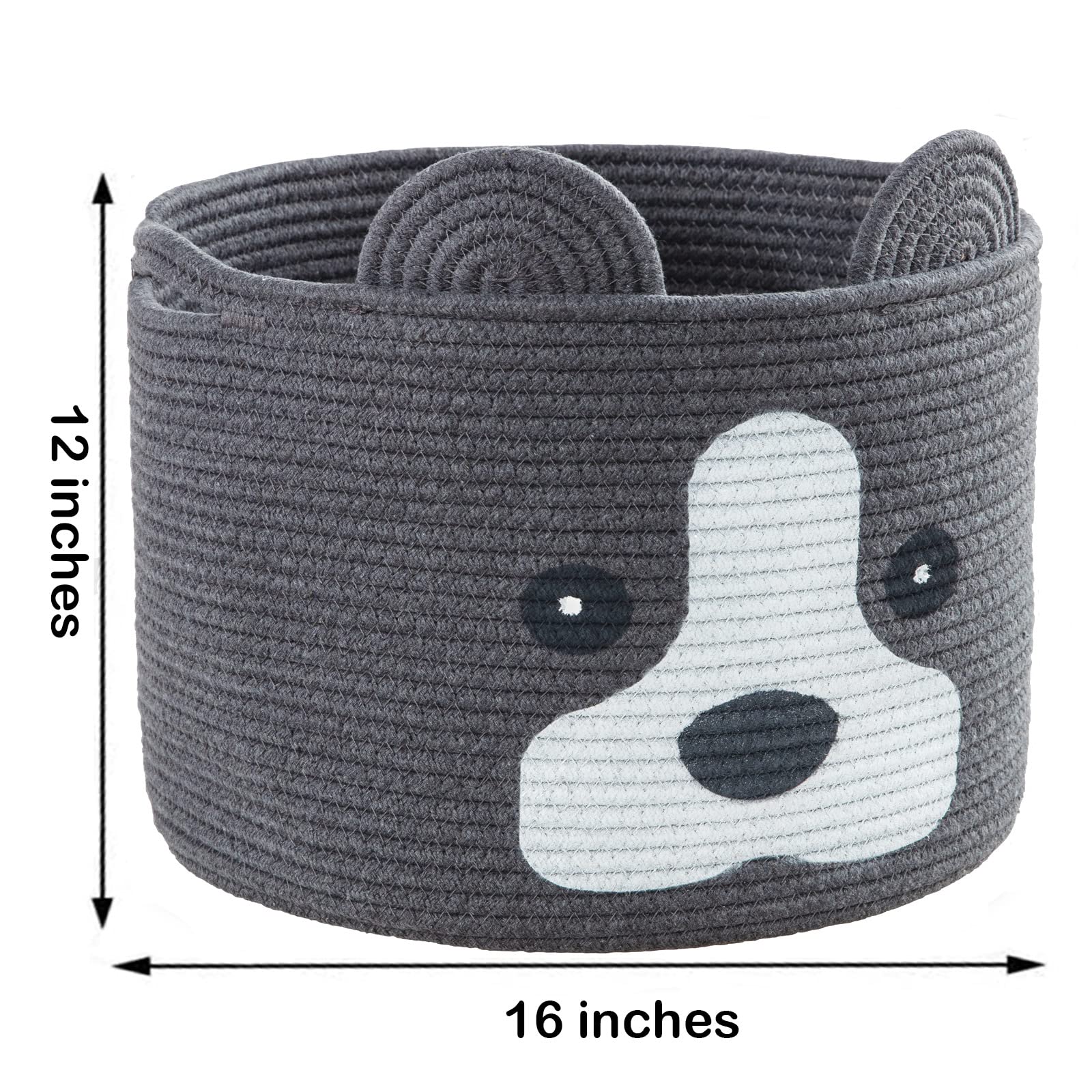 HomeyPine dog-shaped basket in use storing blankets and towels.