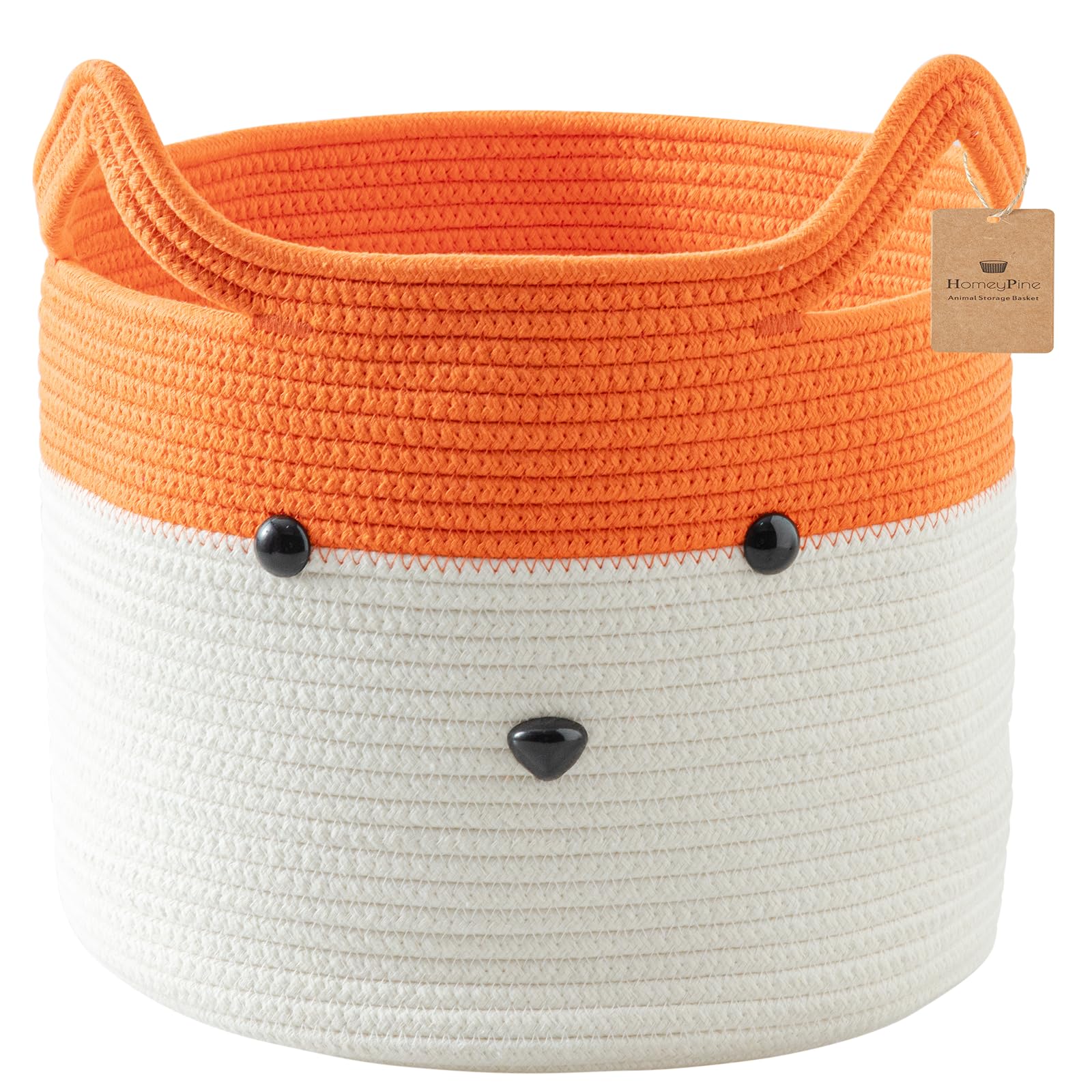 HomeyPine Fox Basket front view showing stylish storage for towels, toys, or blankets