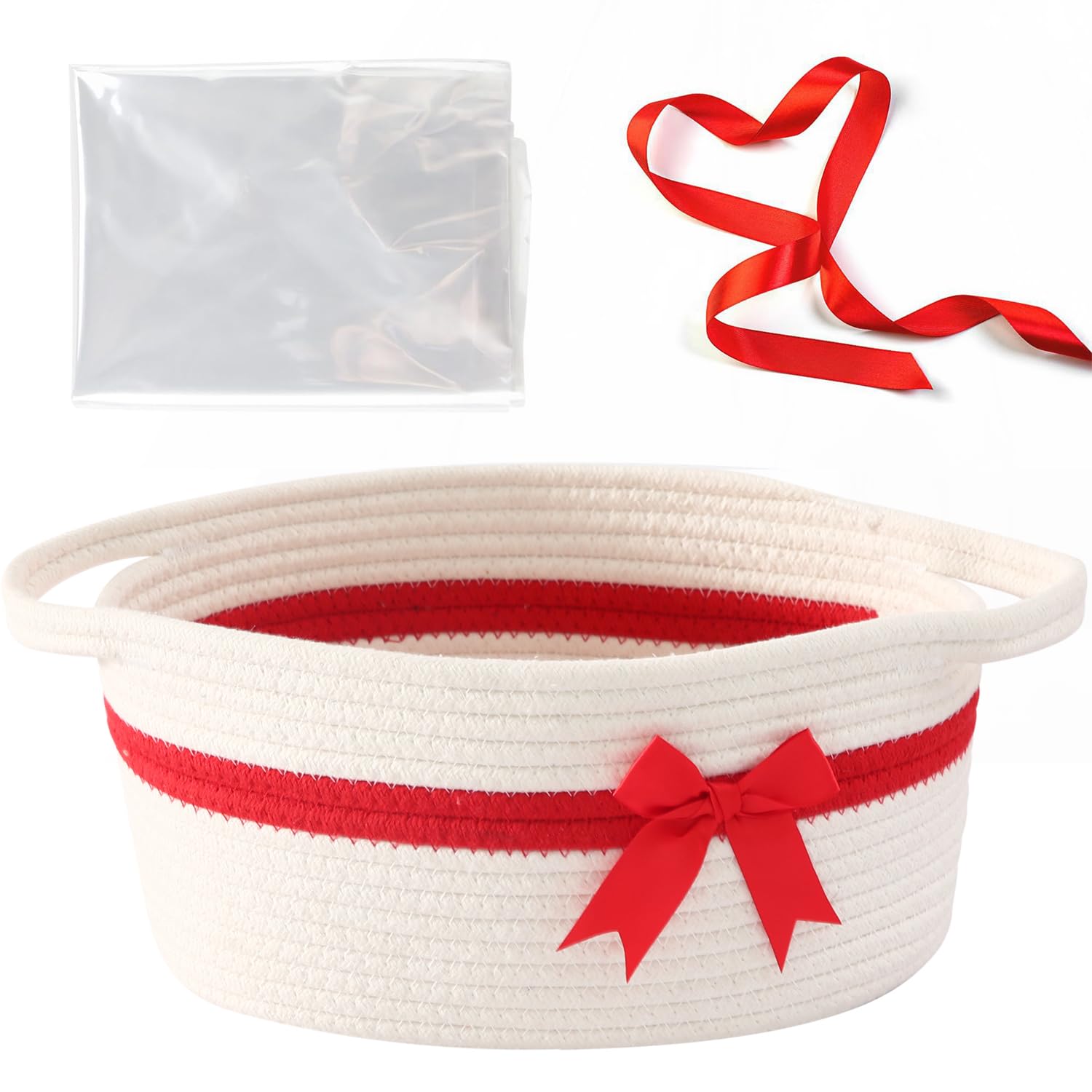 HomeyPine gift-basket-empty-white-bow: stylish storage with ready-to-gift appeal.