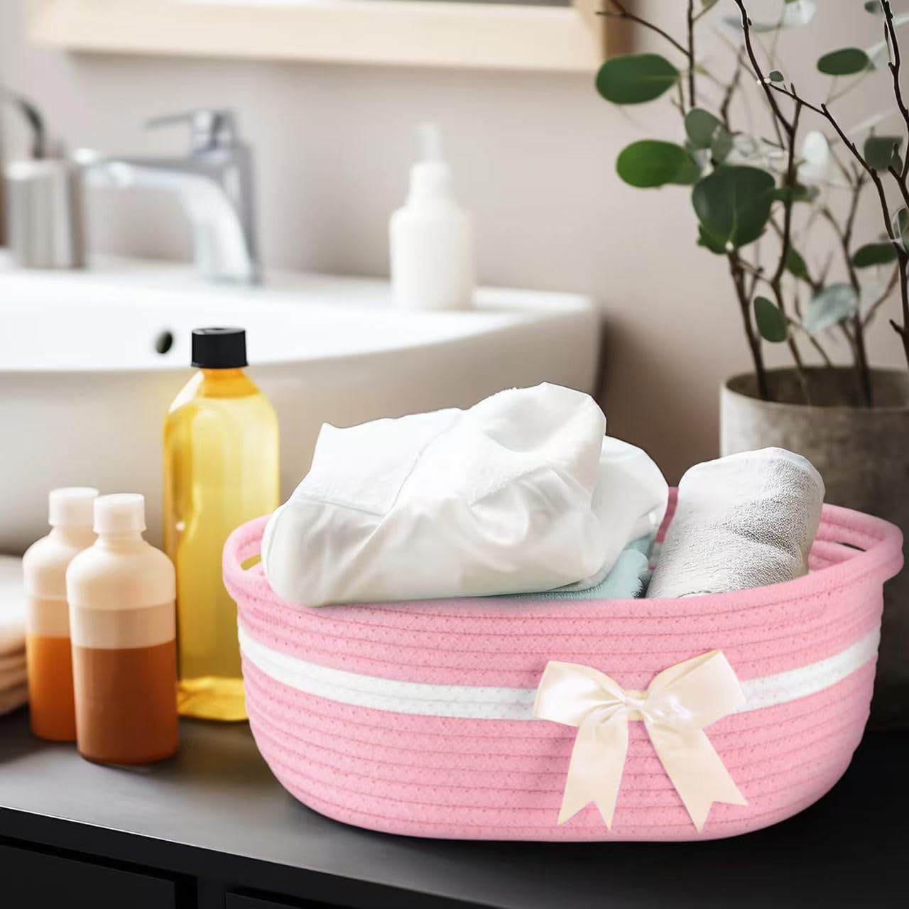 HomeyPine multiuse storage basket for towels books or baby items
