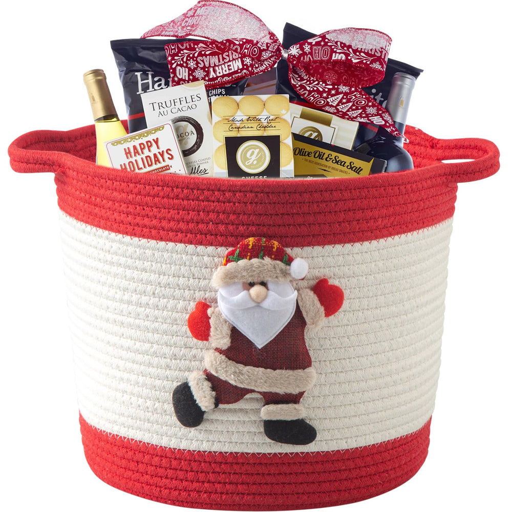 HomeyPine storage basket keeps towels and baby clothes within easy reach.