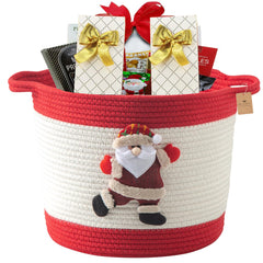HomeyPine woven cotton rope basket offers soft touch storage for baby towels and clothes.