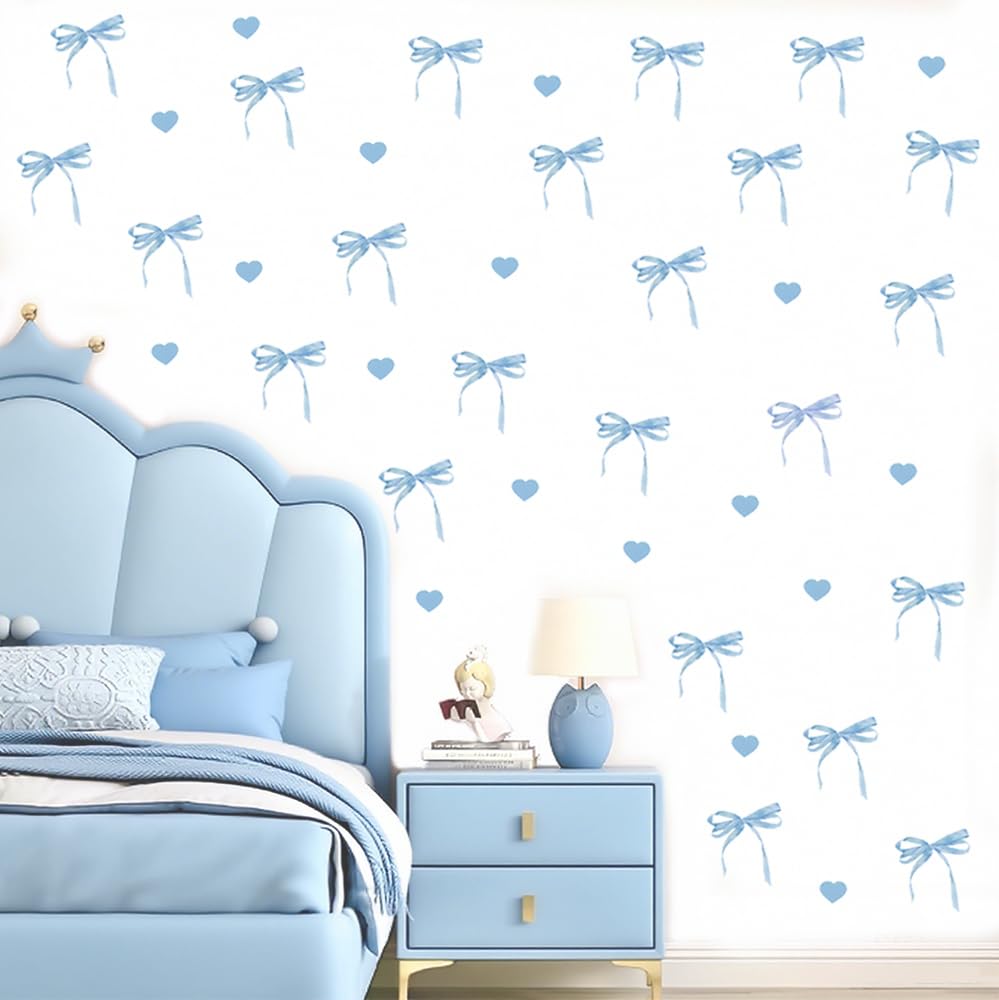 Homie Finds baby-blue wall stickers show peel-and-stick ease for kid-friendly walls