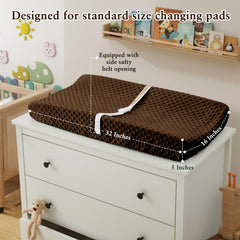 Homiest changing pad cover with 360-degree elastic edge securing the pad during changes.