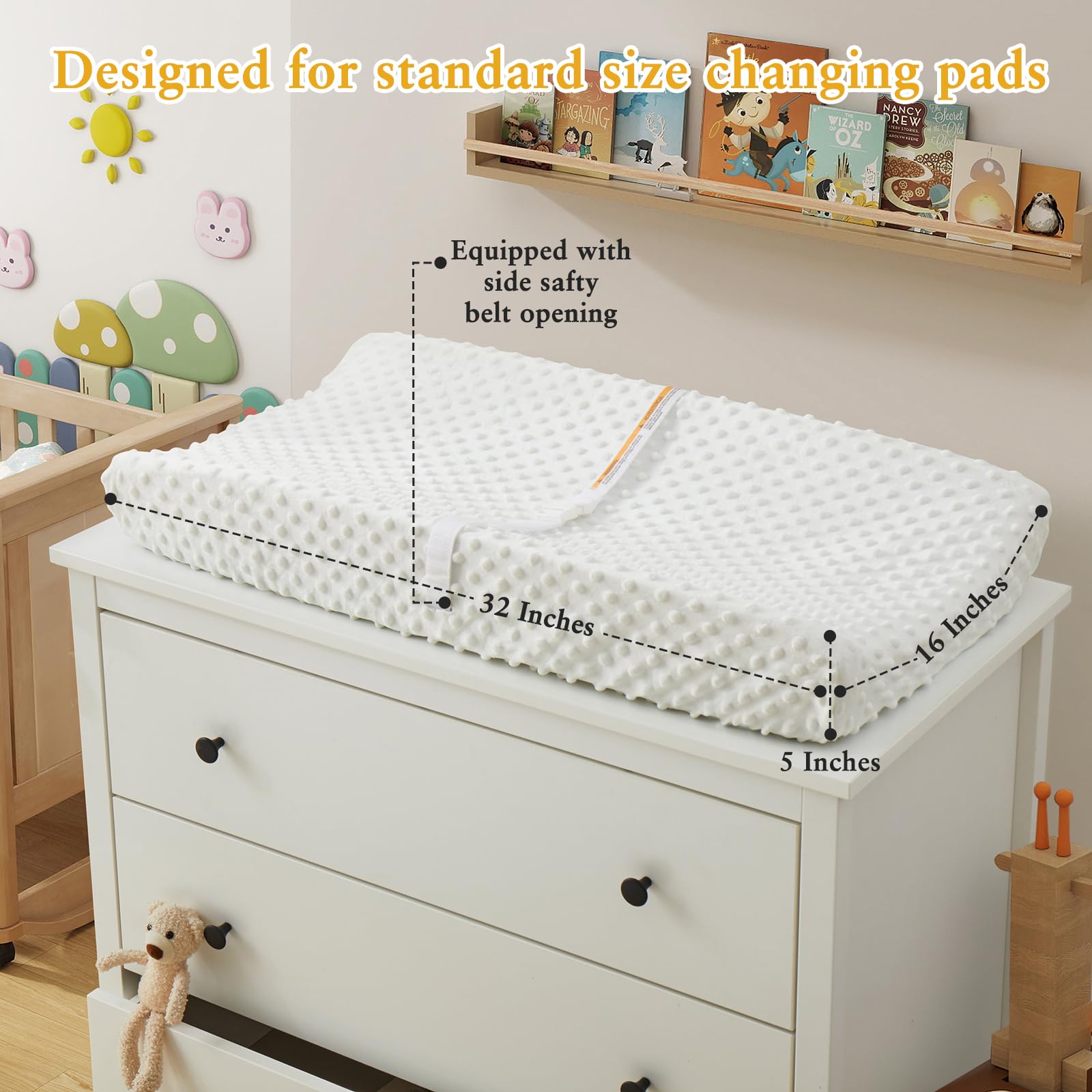 Homiest changing pad cover with 360° elastic edging ensuring secure, wrinkle-free fit