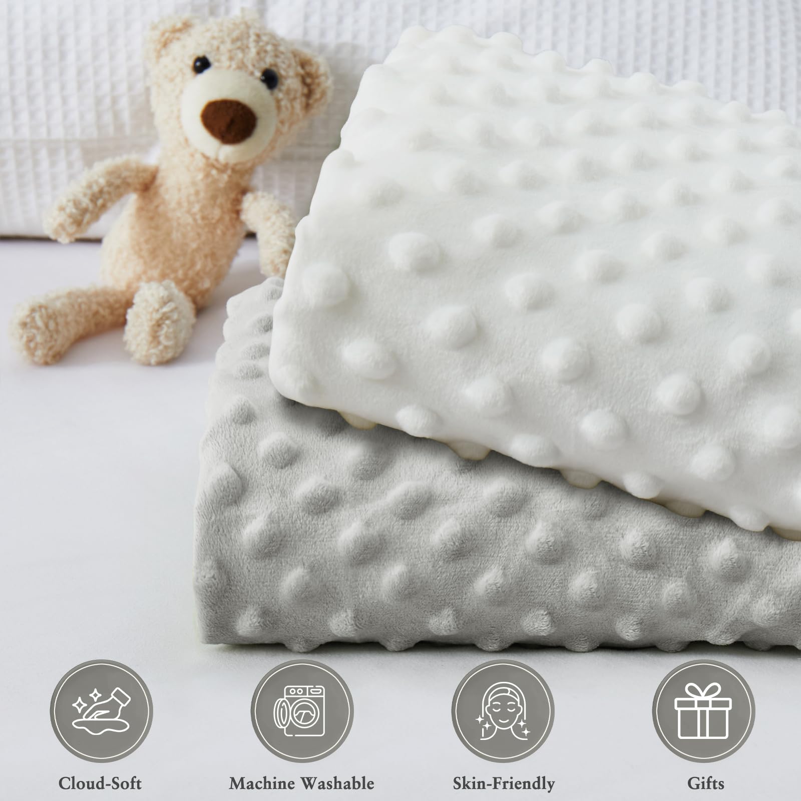 Homiest changing pad cover white-light-blue offers breathable texture ideal for sensitive skin.