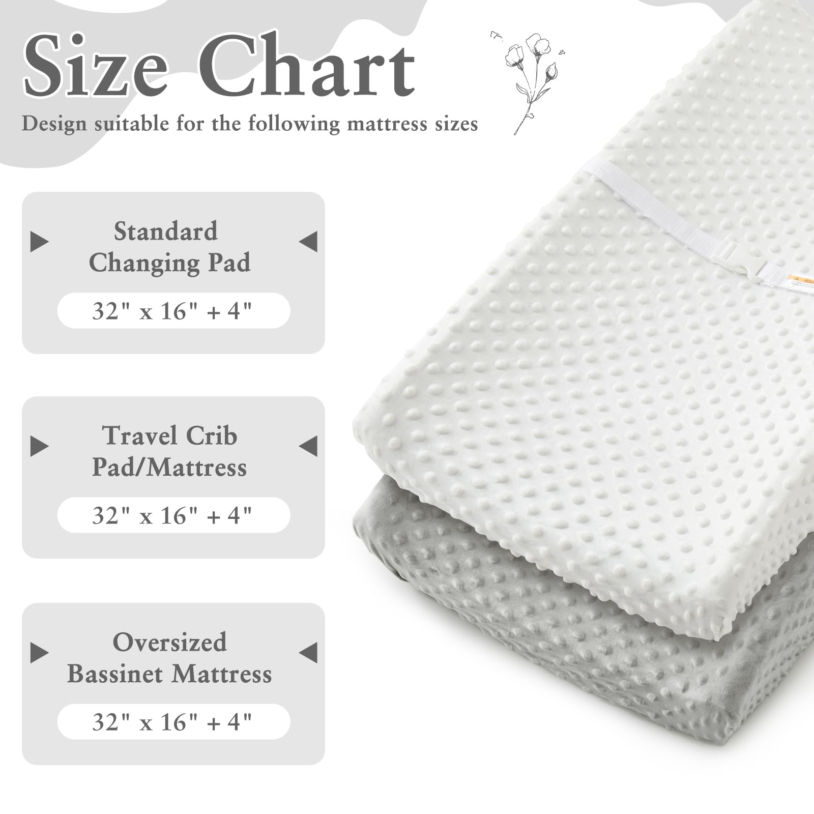 Homiest changing pad cover white-light-gray maintains plush comfort through frequent washes.